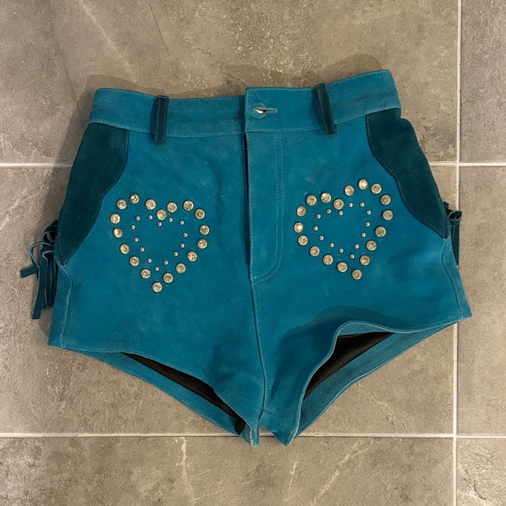 Understated Leather Suede jeweled shorts